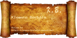 Klemens Borbála névjegykártya